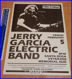 0riginal 1988 Jerry Garcia Santa Rosa, Ca Veterans Memorial Hall Concert Poster