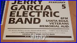 0riginal 1988 Jerry Garcia Santa Rosa, Ca Veterans Memorial Hall Concert Poster