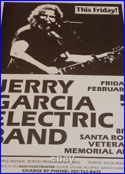 0riginal 1988 Jerry Garcia Santa Rosa, Ca Veterans Memorial Hall Concert Poster