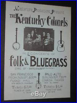 1964 Jerry Garcia Kentucky Colonels Poster Clarence White of Byrds fillmore era