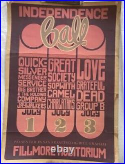 1966 GRATEFUL DEAD, LoVe, Great Society, RARE, Independence Day BG-14 Poster