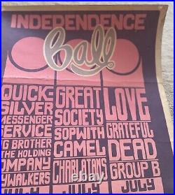 1966 GRATEFUL DEAD, LoVe, Great Society, RARE, Independence Day BG-14 Poster