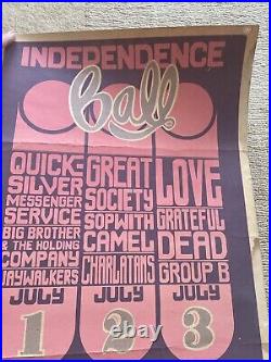 1966 GRATEFUL DEAD, LoVe, Great Society, RARE, Independence Day BG-14 Poster