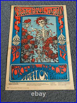 1966 Grateful Dead Skeleton & Roses Concert Poster REAL VINTAGE ONE