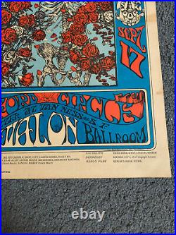 1966 Grateful Dead Skeleton & Roses Concert Poster REAL VINTAGE ONE