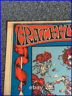 1966 Grateful Dead Skeleton & Roses Concert Poster REAL VINTAGE ONE