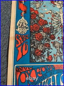 1966 Grateful Dead Skeleton & Roses Concert Poster REAL VINTAGE ONE