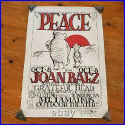 1966 Grateful Dead with Joan Baez Vintage Poster Peace Pooh signed by MOUSE