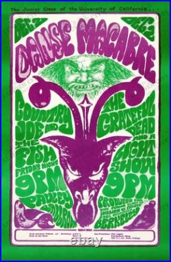 1966 The Grateful Dead Country Joe Fish Danse Macabre Psychedelic Poster Art Pri