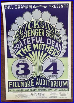 1966 Wes Wilson Family Owned Signed Grateful Dead Zappa Fillmore Poster Bg 9