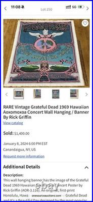 1969 Aoxomoxoa Grateful Dead Hawaiian Concert Wall Hanging Banner Rick Griffin