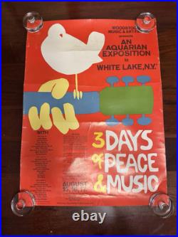 1969 ORIGINAL WOODSTOCK 18x24.5 POSTER BETHEL NEW YORK, GRATEFUL DEAD, SANTANA