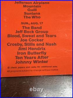 1969 ORIGINAL WOODSTOCK 18x24.5 POSTER BETHEL NEW YORK, GRATEFUL DEAD, SANTANA