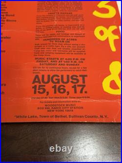 1969 ORIGINAL WOODSTOCK 18x24.5 POSTER BETHEL NEW YORK, GRATEFUL DEAD, SANTANA