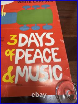 1969 ORIGINAL WOODSTOCK 18x24.5 POSTER BETHEL NEW YORK, GRATEFUL DEAD, SANTANA