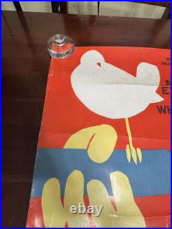 1969 ORIGINAL WOODSTOCK 18x24.5 POSTER BETHEL NEW YORK, GRATEFUL DEAD, SANTANA