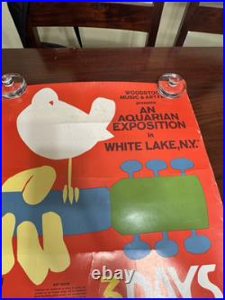 1969 ORIGINAL WOODSTOCK 18x24.5 POSTER BETHEL NEW YORK, GRATEFUL DEAD, SANTANA