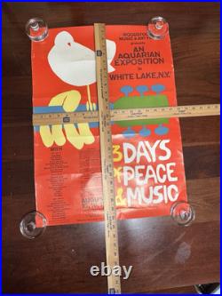 1969 ORIGINAL WOODSTOCK 18x24.5 POSTER BETHEL NEW YORK, GRATEFUL DEAD, SANTANA