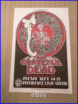 1973 Randy Tuten Grateful Dead Rhode Island Concert Poster Signed Mint New