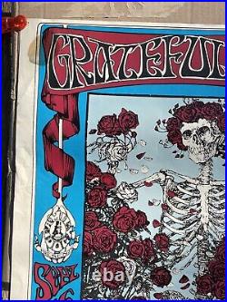 1977 Grateful Dead 20 x 28 Avalon Ballroom 1966 Concert POSTER Skull & Roses