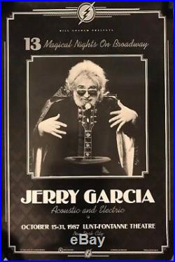 1987 Jerry Garcia On Broadway Lunt Fontanne Poster Grateful Dead 1st Print