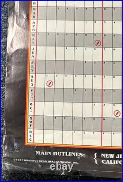 1987 Original Grateful Dead Calendar Poster with 1988 Tour Dates, RARE