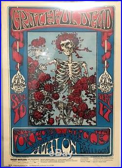 2nd STANLEY MOUSE signed FD26 Poster Grateful Dead Avalon BG AOR skeleton roses