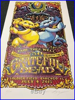 AJ MASTHAY GRATEFUL Dead LINOCUT poster print MINT CHICAGO 2015 July 4th