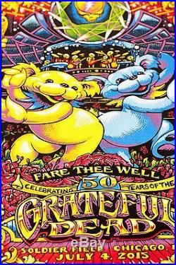 AJ Masthay Grateful Dead GD50 Fare Thee Well Chicago Triptych Poster Print Set