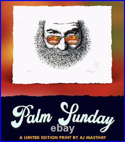 AJ Masthay Palm Sunday, Jerry Garcia #351/500 Embossed Print, MINT, PERFECT