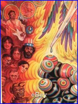 AUTOGRAPHED + DOODLE ALEX GREY Albert Hofmann FRAMED POSTER Grateful Dead LSD