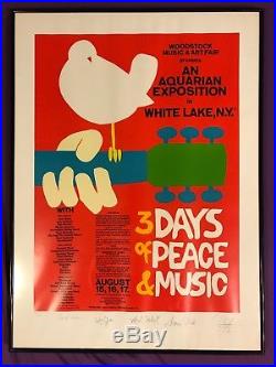 Arnold Skolnick Signed Woodstock Poster Restrike Autographed Santana, Gravy, more
