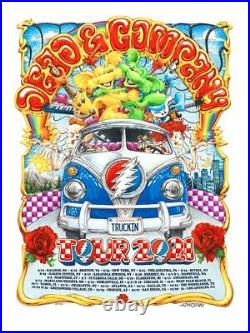 Dead and Company D&C Co. 2021 Tour Poster Blue Bus AJ Masthay LE S/N #/200