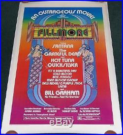 Fillmore 1972 Original 1 Sheet Movie Poster Linen Backed Grateful Dead Santana