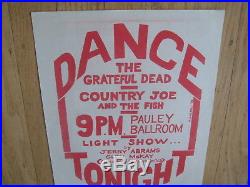Fillmore poster era Rare Grateful Dead. 1966 Pauley Ballroom Berk. Ruth Garbell