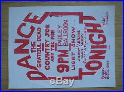 Fillmore poster era Rare Grateful Dead. 1966 Pauley Ballroom Berk. Ruth Garbell
