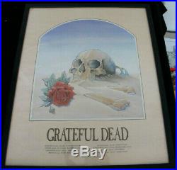 Framed Vintage Grateful Dead Poster Europe Tour 1981 Stanley Mouse Skull & Rose