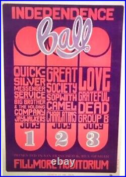 GRATEFUL DEAD 1966 INDEPENDENCE BALL FILLMORE AUDITORIUM 2nd PRINT POSTER / NMT