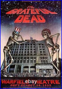 GRATEFUL DEAD 1980 TOUR WARFIELD THEATRE 3rd PRINTING CONCERT POSTER / NM 2 MINT