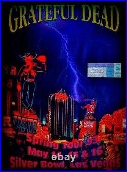 GRATEFUL DEAD 1993 SILVER BOWL / LAS VEGAS 1st PRINTING CONCERT POSTER / STUB