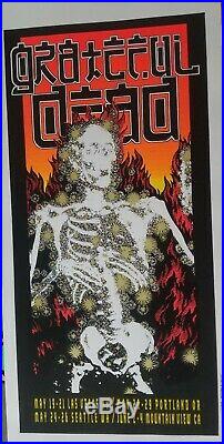 GRATEFUL DEAD 1995 tour flaming skeleton silkscreen artist Kelly. Gdm/artrock