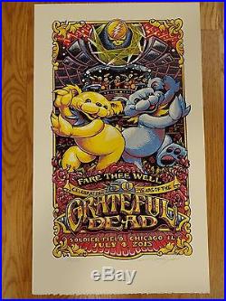 GRATEFUL DEAD FARE THEE WELL SATURDAY 7/4 CHICAGO AJ MASTHAY POSTER GD50 (MINT)