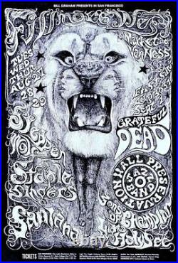 GRATEFUL DEAD / STEPPENWOLF / SANTANA 1968 FILLMORE WEST 5th PRINTING POSTER