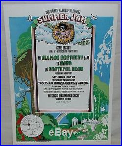 Genuine Original 1973 Summer Jam Concert Poster (16 x 22.5) Gratefuld Dead EX