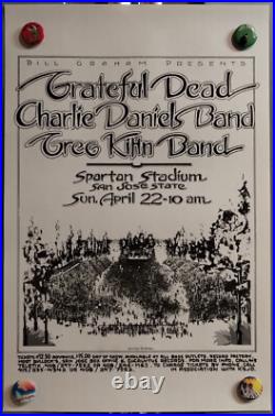 GratefuL Dead CharLie DanieLS Greg Kihn BiLL Graham Spartan Stadium 1979 PoSter