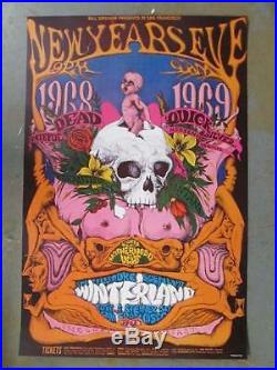 Grateful Dead 1968 Winterland Concert Poster Conklin 2nd