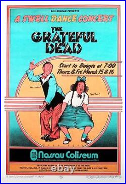 Grateful Dead 1973 Nassau Coliseum David Edward Byrd Signed Poster / Nmt 2 Mint