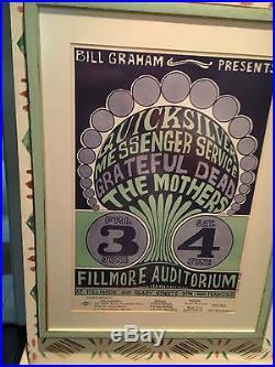 Grateful Dead 66 BG9 Mothers Quicksilver Concert Poster Museum Frame Wes Wilson