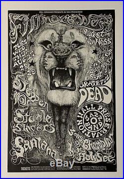 Grateful Dead And Santana Original 1968 Concert Poster Fillmore West