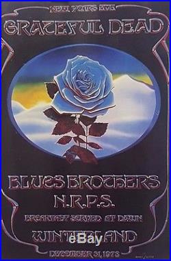 Grateful Dead & Blues Bros. Blue Rose Art by Mouse/Kelley Orig. 1978 Poster